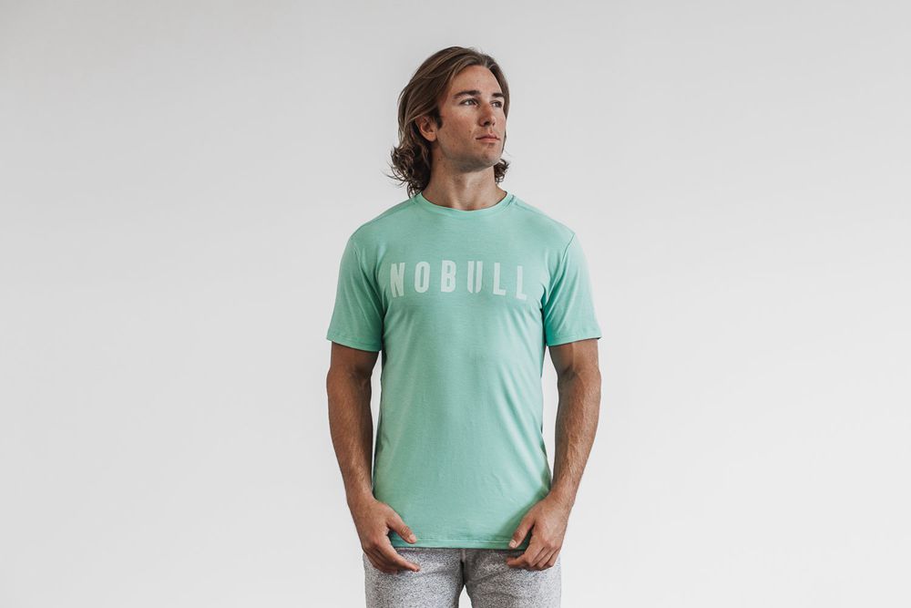 NOBULL Men's Tee - Aqua - Ireland (2487CVOGE)